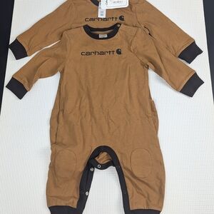 Kids Carhartt one piece long sleeve onesie sz 6 month lot of 2